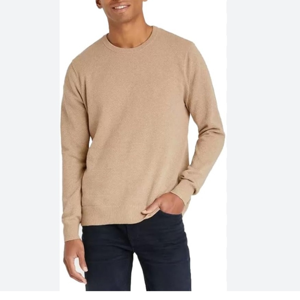 GOODFELLOW & CO Tan Crewneck Ribbed Waffle Knit Sweater Size L